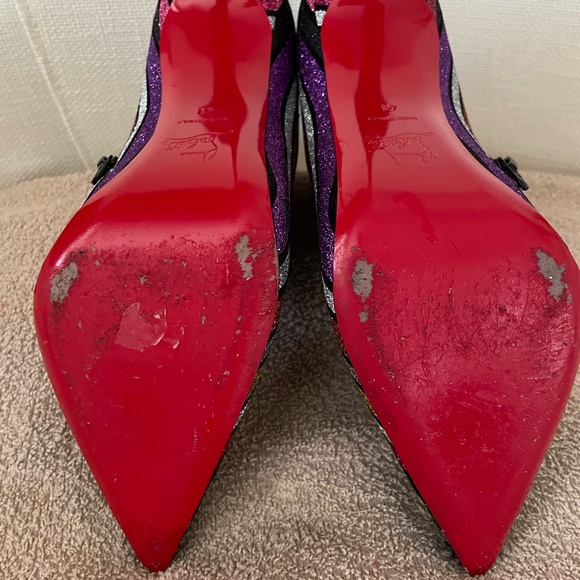 CHRISTIAN LOUBOUTIN SO KATE BOOTY 100 SUEDE STRIPY GLITTER - Picture 6 of 10